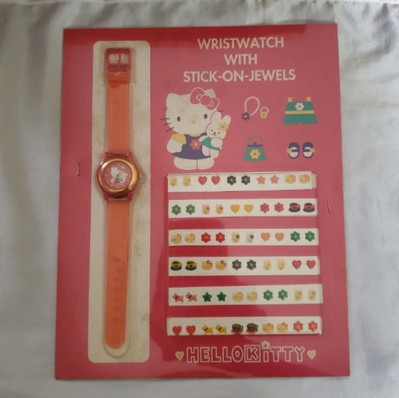 Hello Kitty Sanrio Watch 1996 Vintage Stick on Jewels